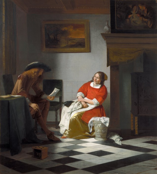 Homme lisant la lettre à une femme, Pieter de Hooch, 1674-1676