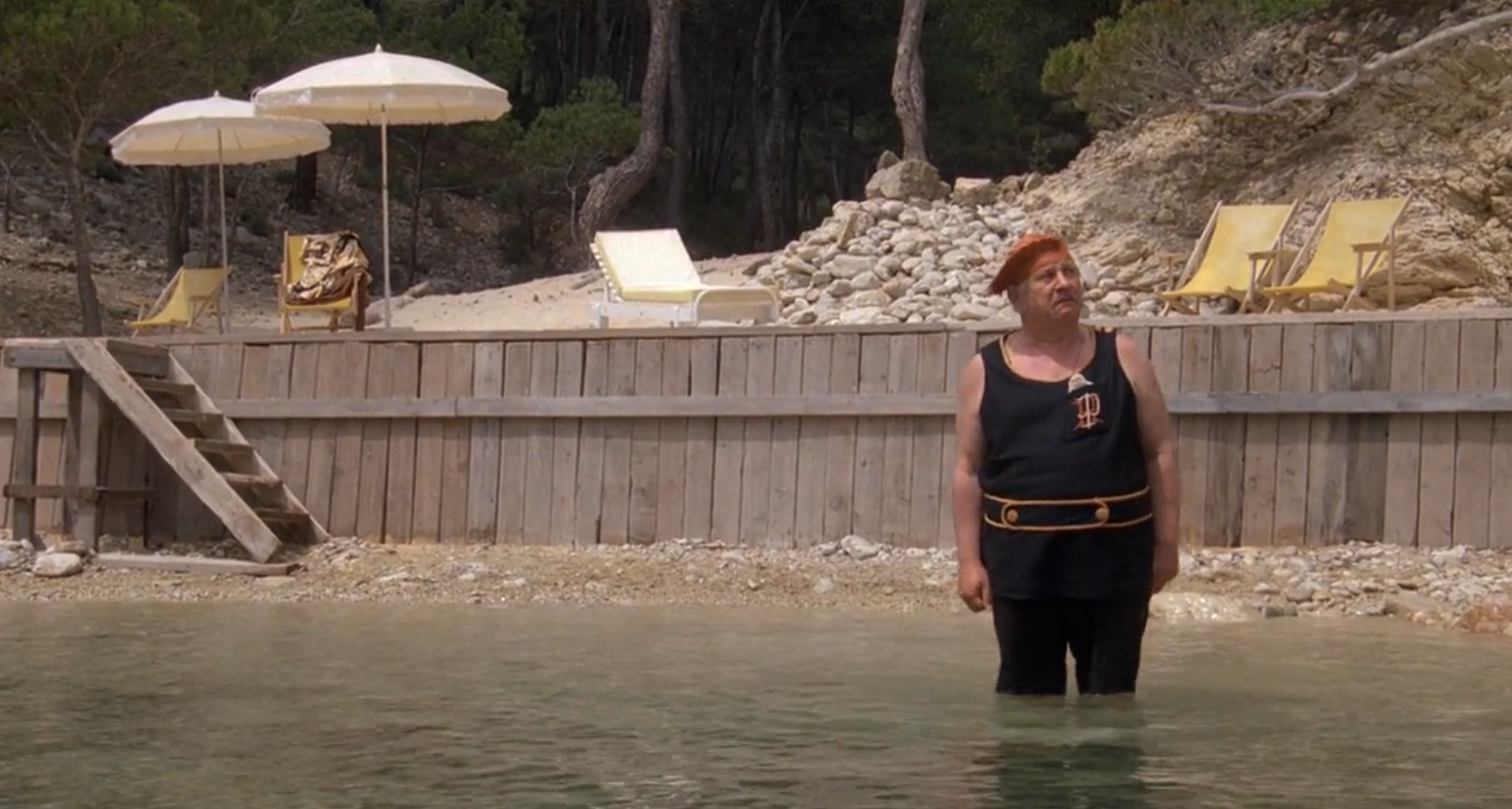 Peter Ustinov as Hercule Poirot swimming suit1