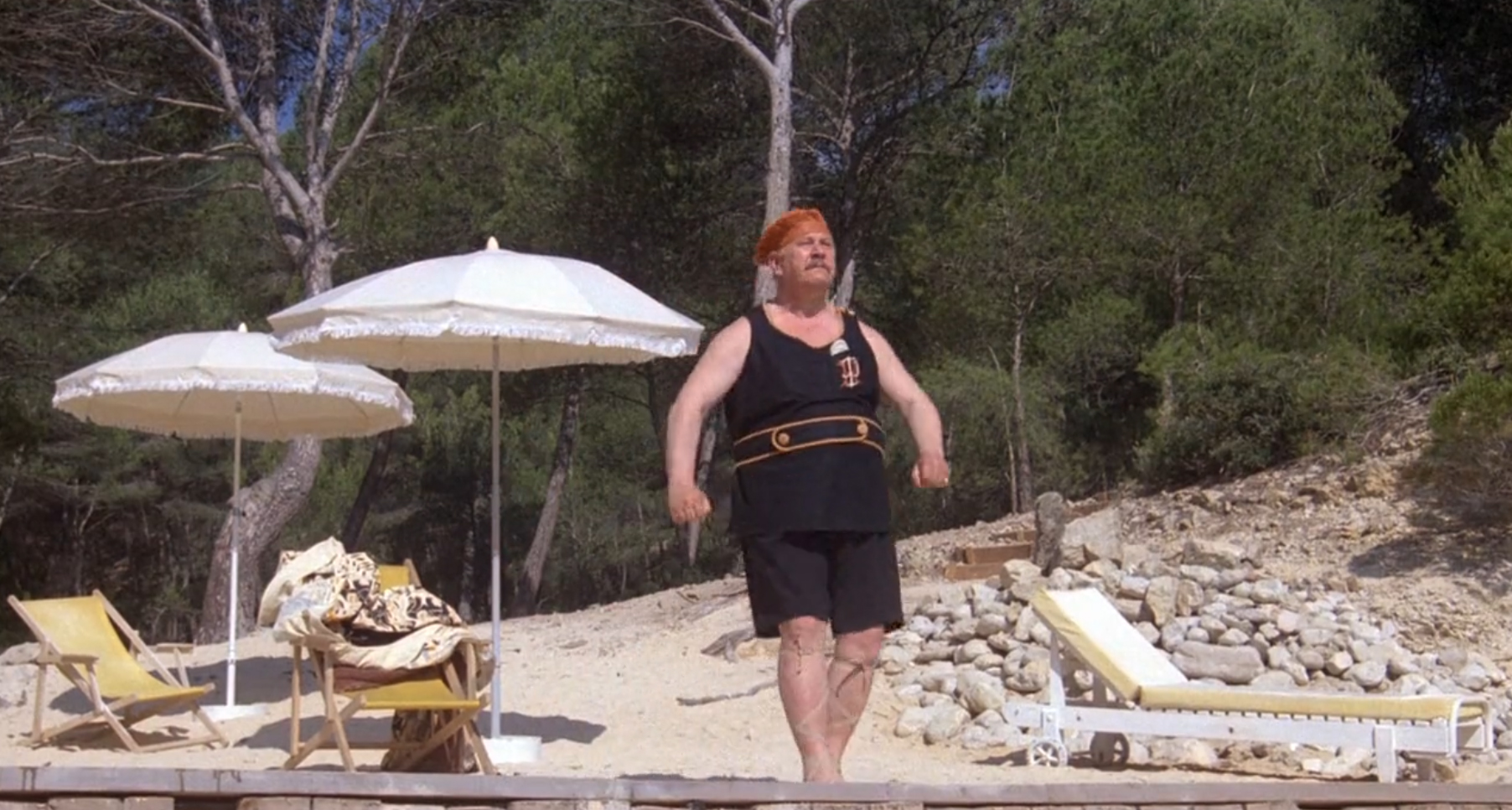 Peter Ustinov as Hercule Poirot swimming suit2